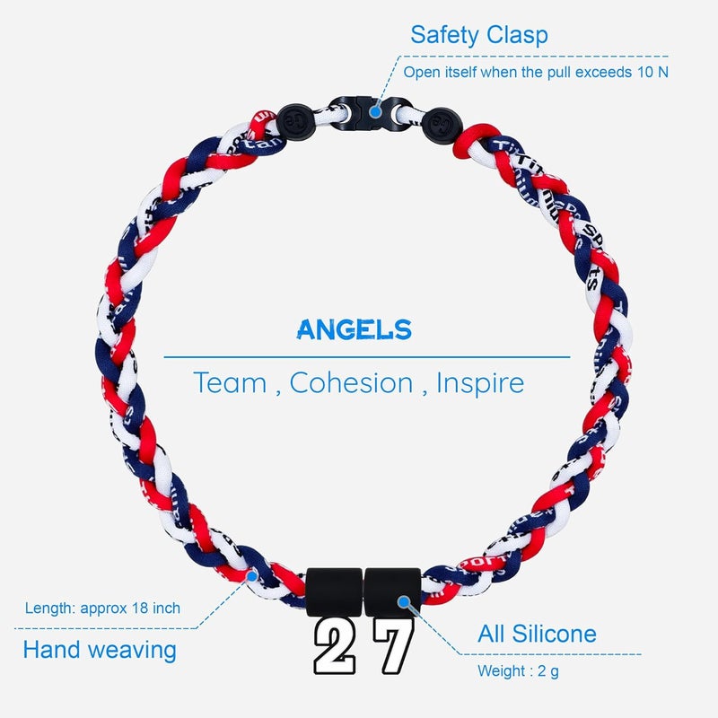 SUPBOMM Baseball Rope Necklaces, League Team Colors Braided Necklace with Number Pendant, Baseball Team Gifts - Image 2